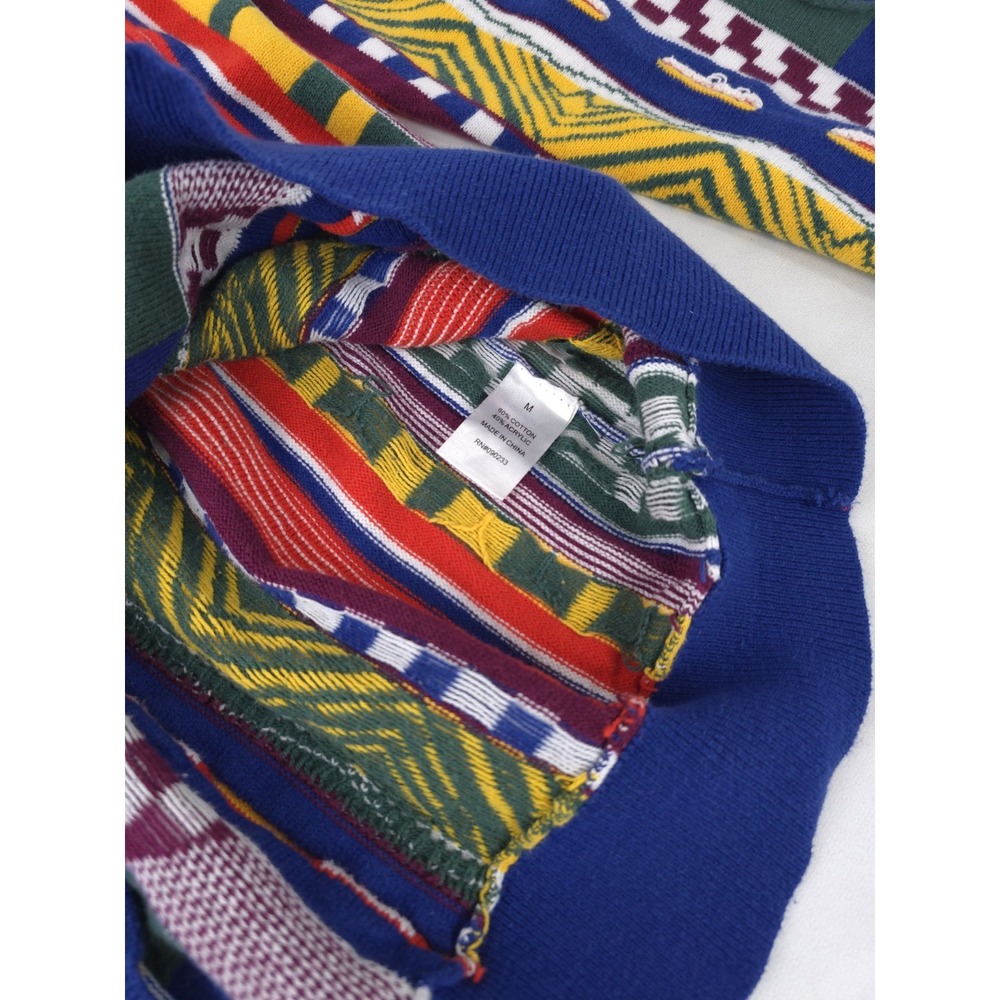PACSUN Coogi Style Sweater Rainbow Black 3D Knit Mens M Cosby Biggie 90s Retro - Picture 4 of 7